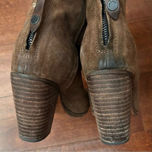 Rag & Bone Women's Distressed Brown Suede Ankle Boots w/ Stacked Heels, Size 6.5 - Picture 9 of 16